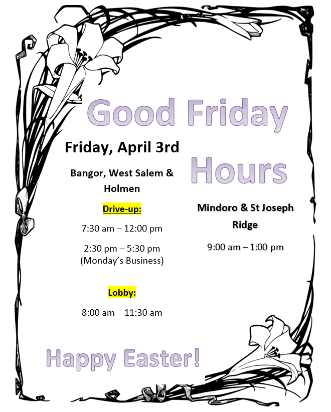 Good Friday 2026 - First National Bank Of Bangor